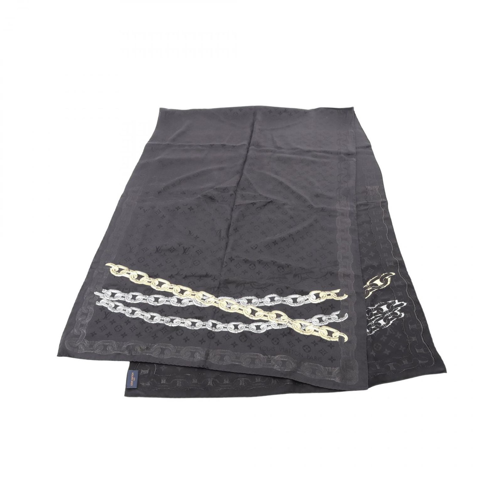 ルイヴィトン　ストール　ショール　シルバーマフラー　黒　LV スカーフ ルイヴィトンストールショールシルバーマフラー黒LV スカーフ