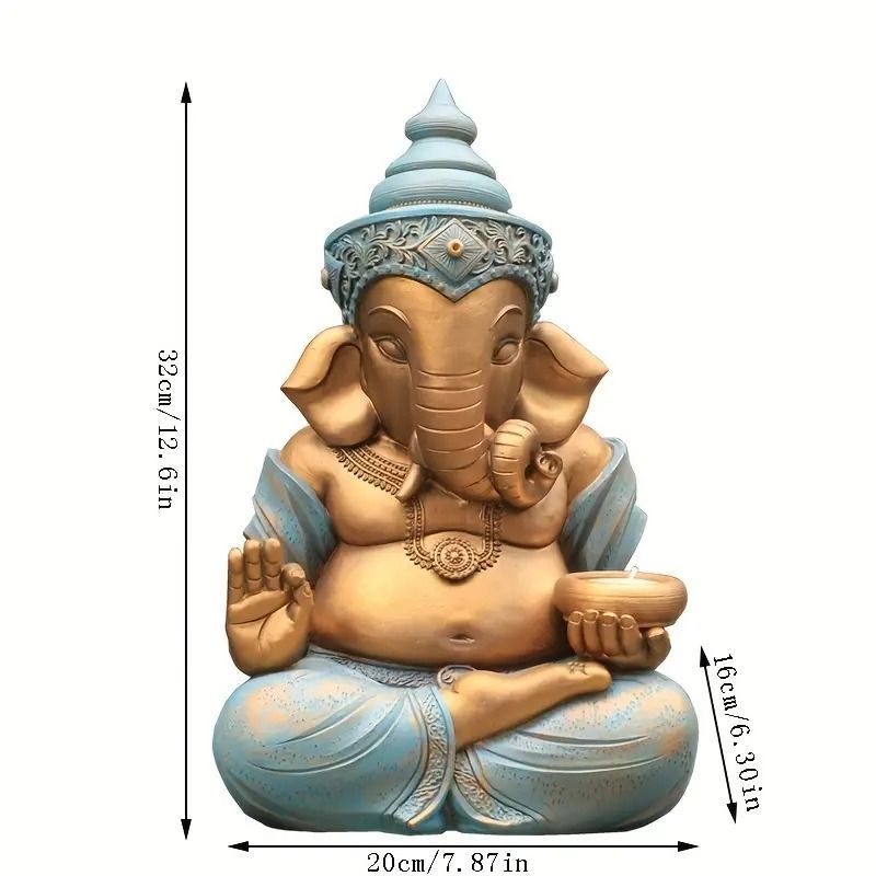 仏像 タイ インド象 座禅象 置物 おしゃれ 彫刻 工芸品 贈り物 ギフト プレゼント 装飾品 レジン 樹脂 屋外 開運グッズ 効果絶大 ガネーシャ