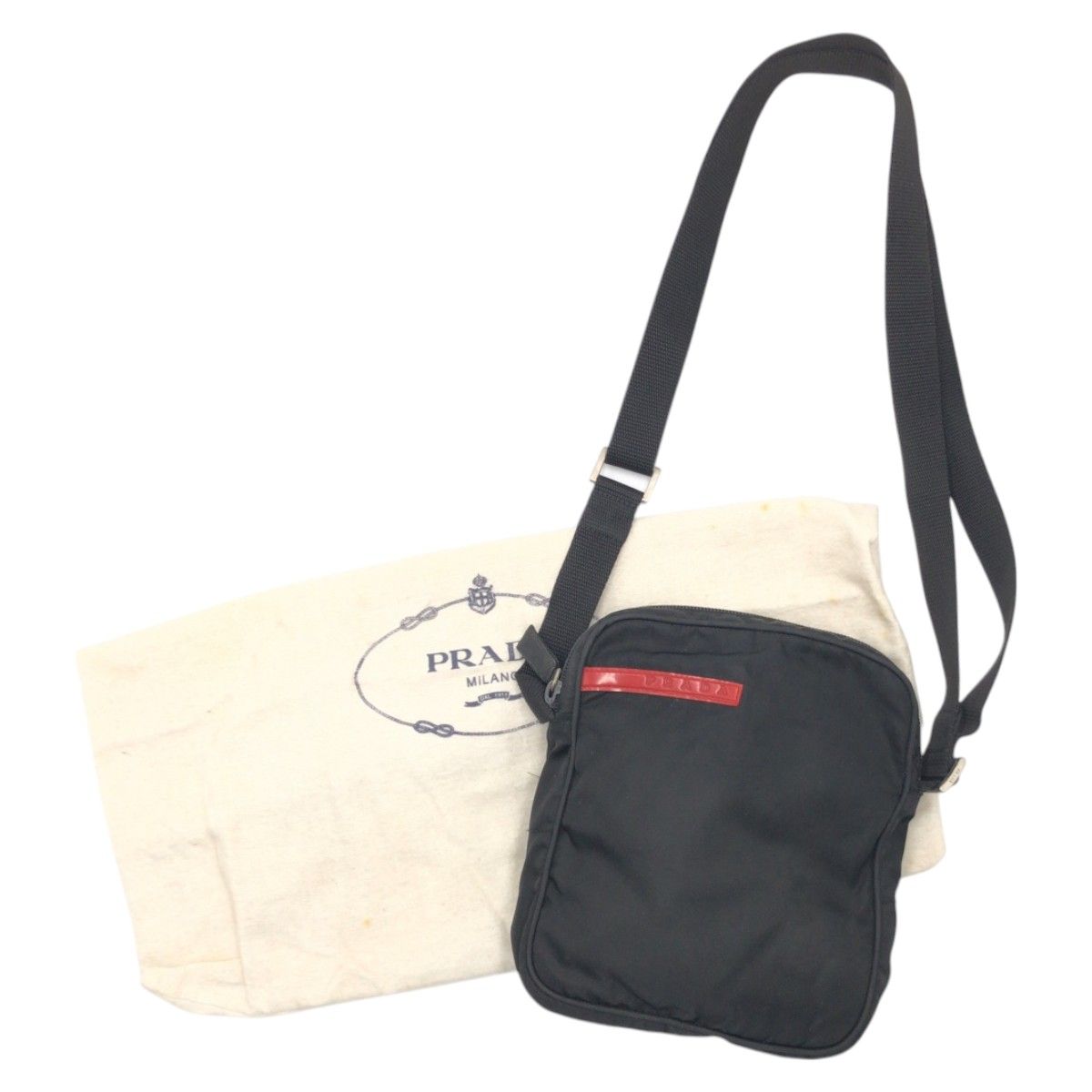 美品 PRADA プラダ プラダスポーツ ブラック 黒 ナイロン B8674 