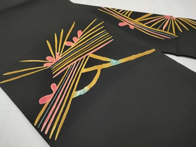 平和屋本店□希少 型絵染の人間国宝 稲垣稔次郎 塩瀬 九寸名古屋帯 若  