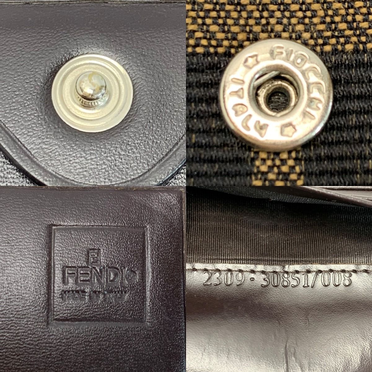 FENDI フェンディ ズッカ柄 キャンバス×レザー 2309・30851/008
