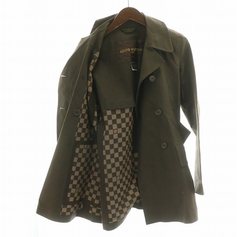 【中古】ルイヴィトン × マッキントッシュ ゴム引きコート レインコート ハーフ 裏地ダミエ 36 S カーキ 茶 ルイヴィトン LOUIS VUITTON × マッキントッシュ MACKINTOSH ゴム引き