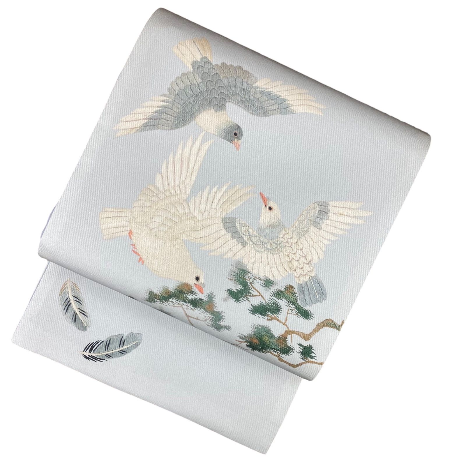 アンティーク　袋帯　鳩 アンティーク 袋帯 鳩 アンティーク復刻 開き名古屋帯 鳩 シルバー