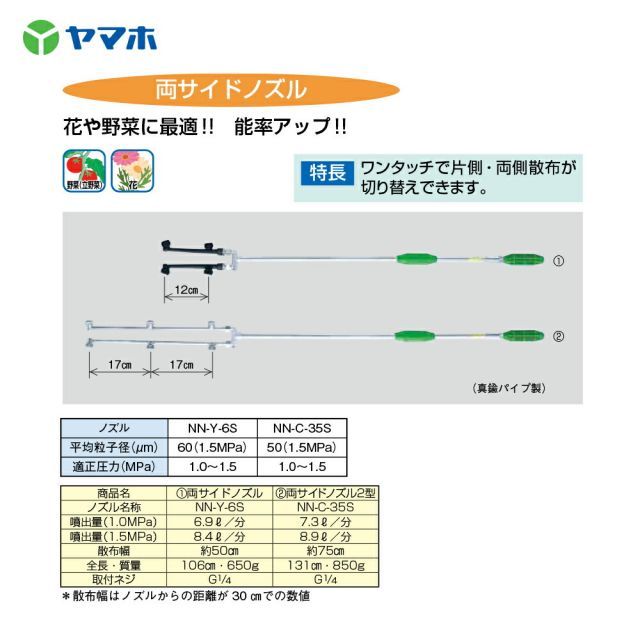 割引 ヤマホ 新広角噴口 立体野菜・花用 両サイドノズル(G1/4) 123515