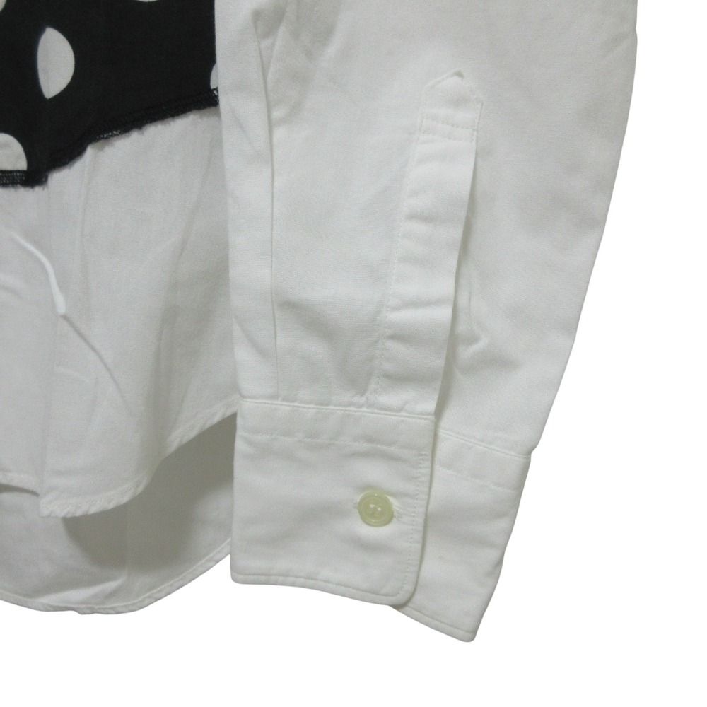 良品 BLACK COMME des GARCONS ブラックコムデギャルソン ドット柄 長袖 ドッキングシャツ S ホワイト×ブラック レディース 古着 中古 良品 BLACK COMME des GARCONS ブラックコムデギャルソン ドット