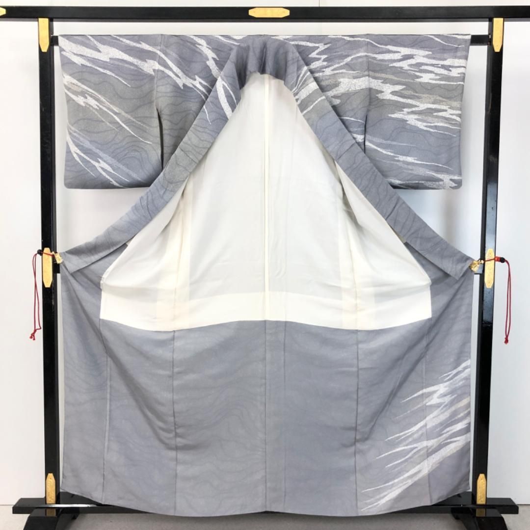 付下げ 作家物 霞模様 燻銀色 ガード加工 K-5277