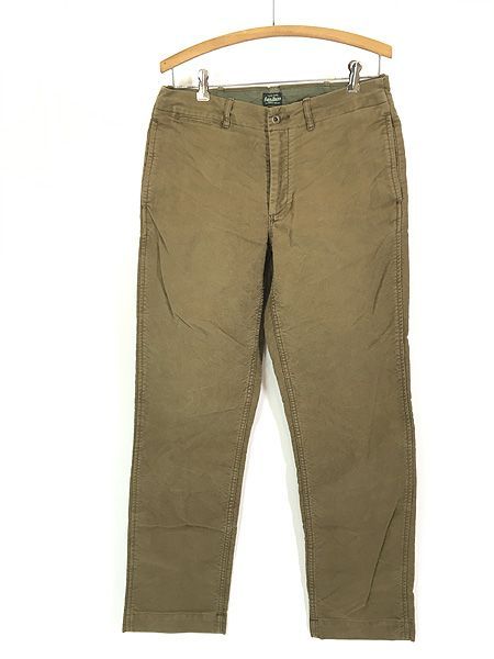 古着 Polo Ralph Lauren SUFFIELD FIT モールスキン コットン ワーク パンツ ストレート 茶 W33 L32 古着