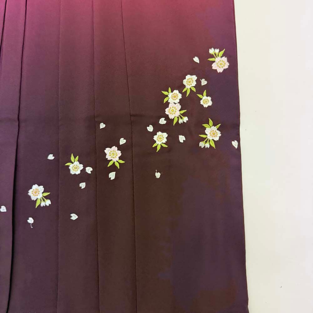 袴 S size 紐下丈87cm 行灯袴 卒業袴 女性用袴 ぼかし 刺繍 エンジ ピンク 4693