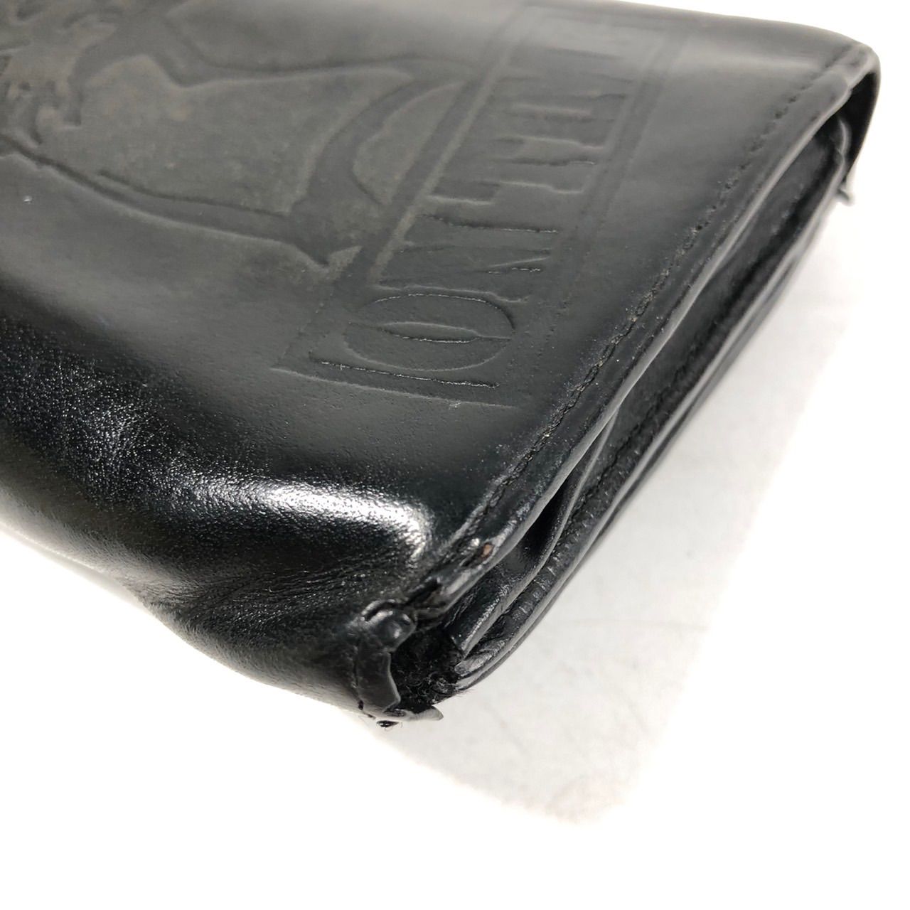 【美品】ヒステリックグラマー 二つ折り財布 ブラック ウォレットチェーン A0530-1-A HYSTERIC GLAMOUR ヒステリックグラマーレザー 二