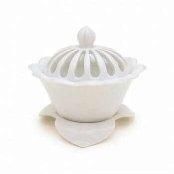 日本香堂 香炉 白磁 花型 有田焼 79155