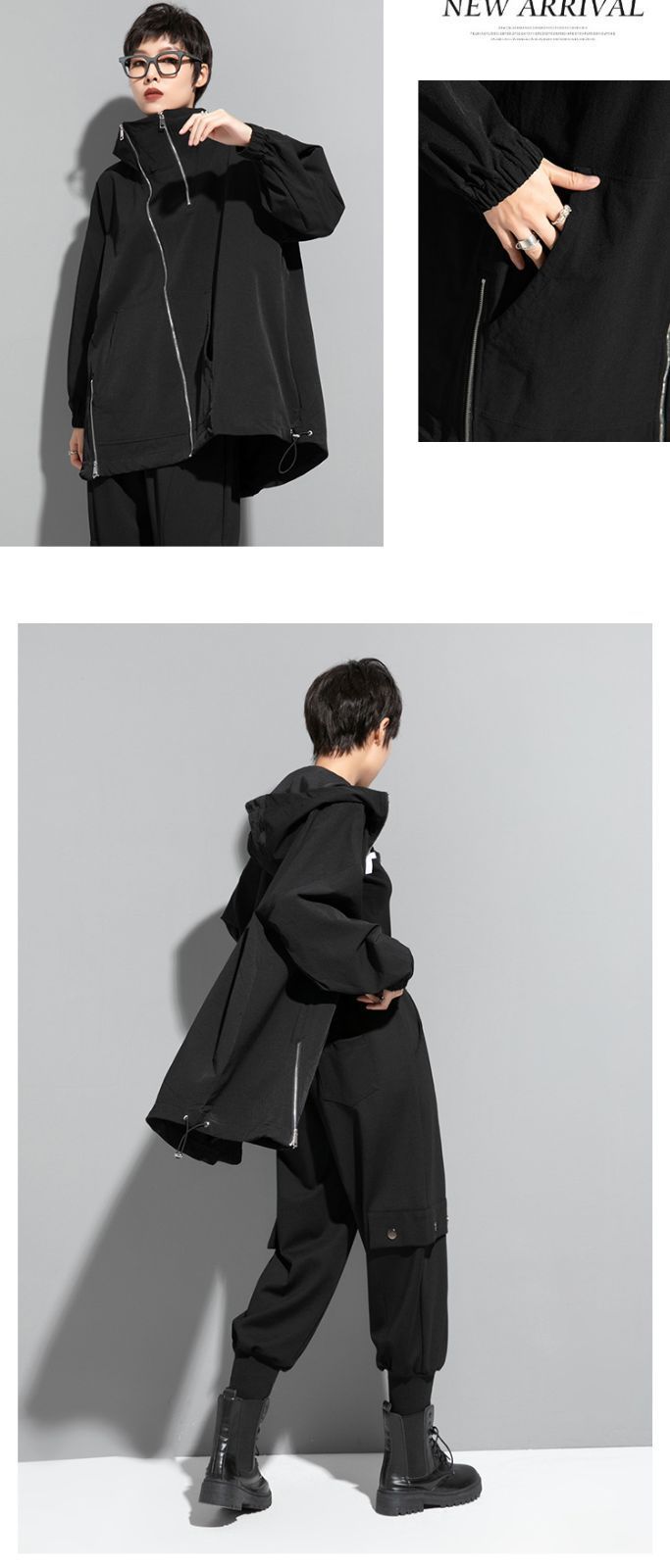 アシンメトリー パーカーブルゾン