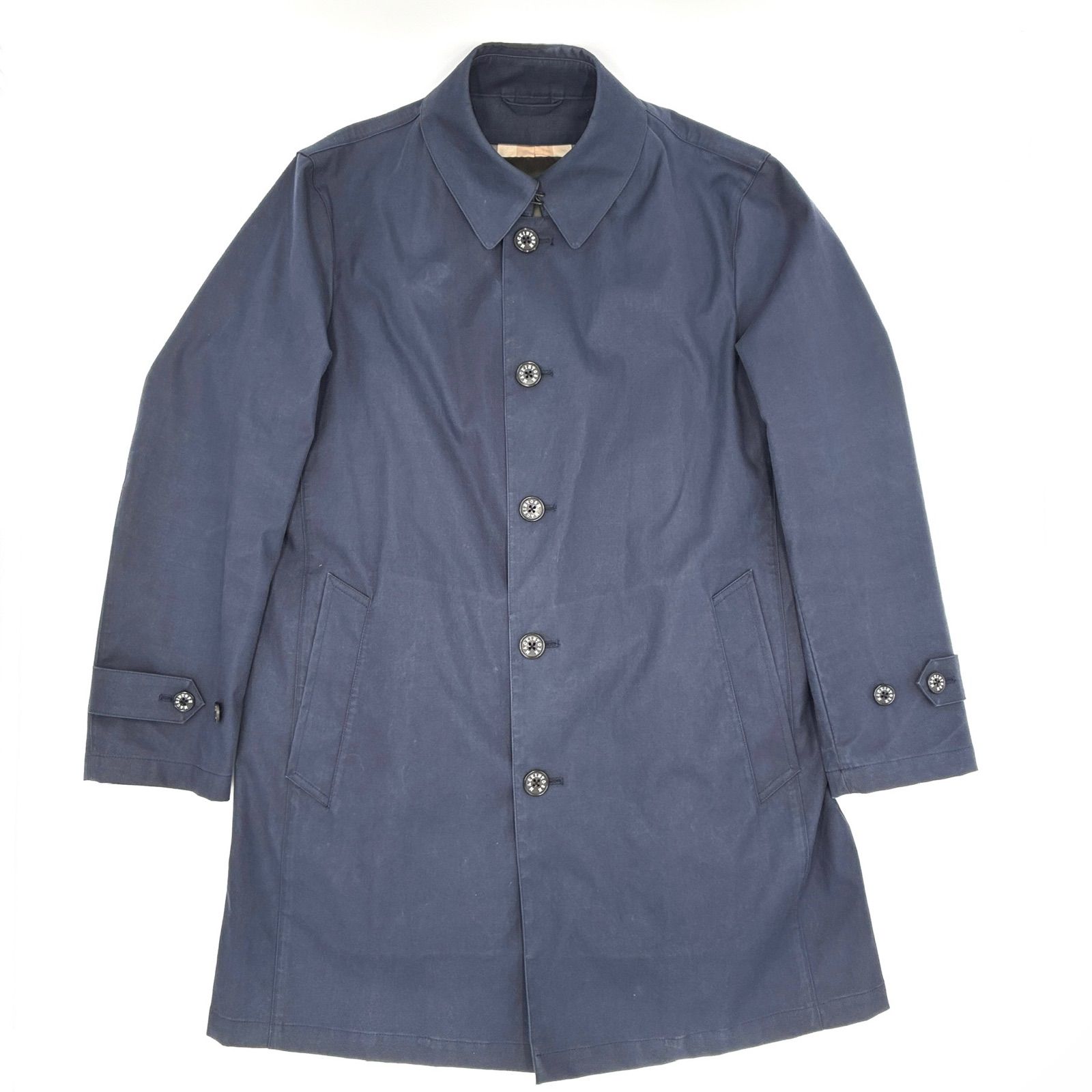 ブランド 古着 マッキントッシュ ロンドン ステン コート ネイビー 紺 L 裏チェックライナー付き 着脱可 ｜MACKINTOSH LONDON Long Coat Wool Liner Navy