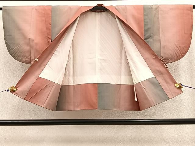 平和屋着物＃道中着 変わり縞 正絹 逸品 BAAU0059gt