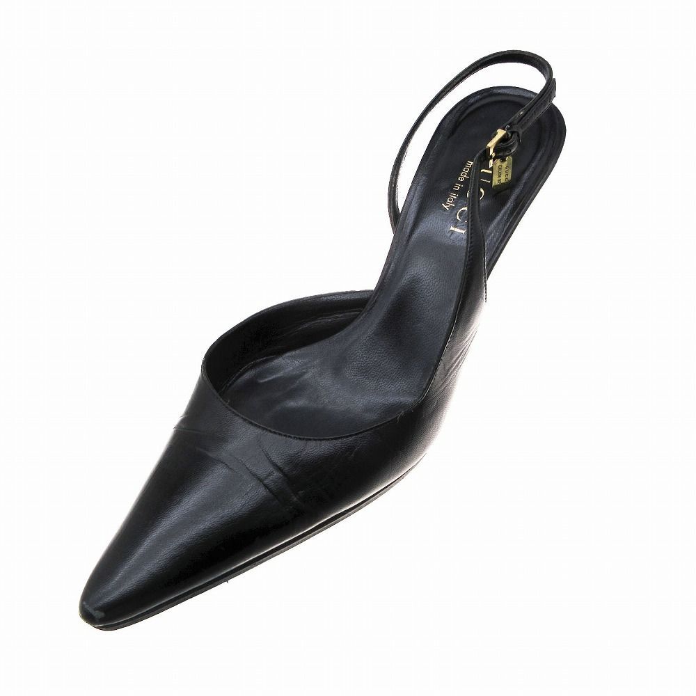 GUCCI グッチ パンプス ポインテッドトゥ バック ストラップ プレート 