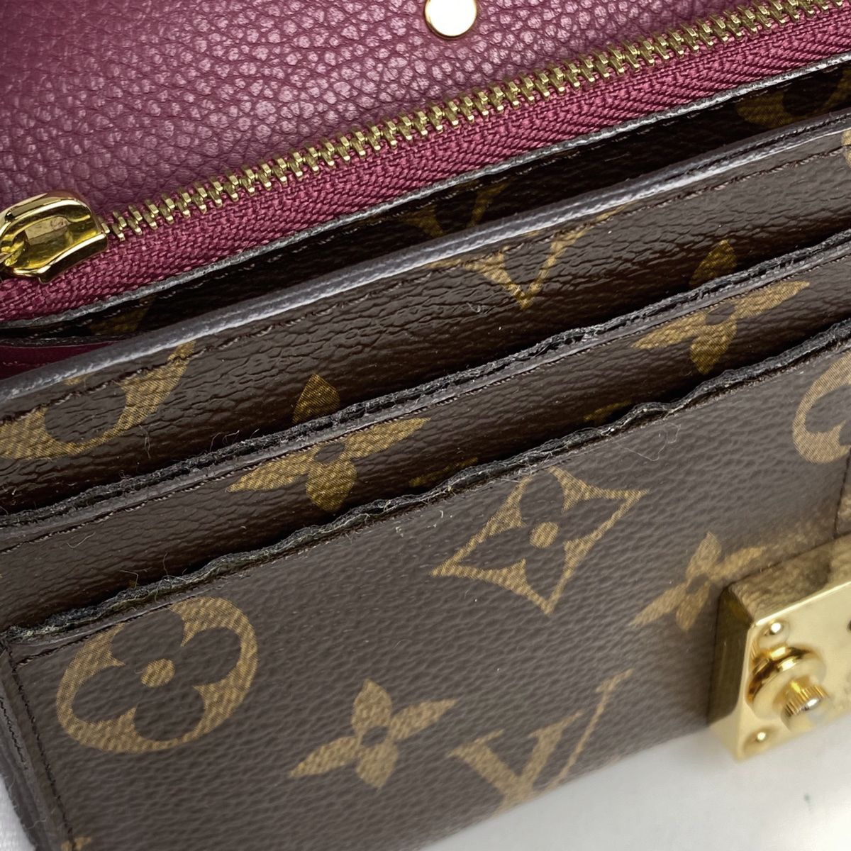 ルイ・ヴィトン Louis Vuitton ポルトフォイユ パラス 札入れ 小銭入れ 長財布 モノグラム ブラウン オロール(パープル) M58413  レディース 【中古】