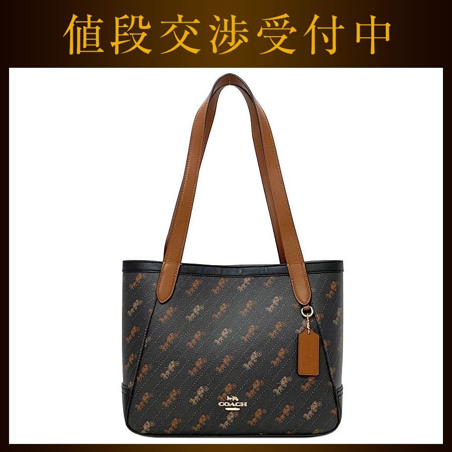 コーチ トートバッグ ブラック ブラウン レッド ホース アンド  