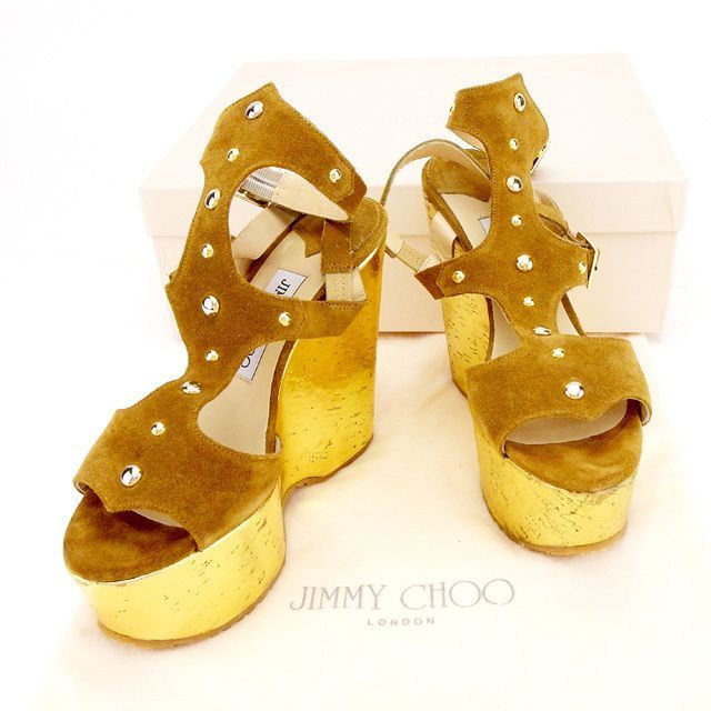 ジミーチュウ サンダル シューズ 靴 ♯36 アンクルストラップ ウェッジソール ベージュ×ゴールド スエード×コルクJIMMY CHOO レディース  プレゼント 贈り物 大人 オシャレ T2019 レッドウィング 8111 アイアンレンジャーRed wing