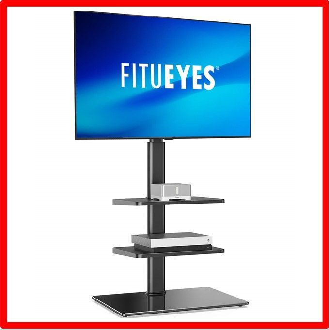 【送料無料 】ブラック FITUEYES テレビスタンド 32～60インチ対応 3段棚付き 壁寄せテレビスタンド 高さ調節可能 ラック回転可能 ブラック TT3