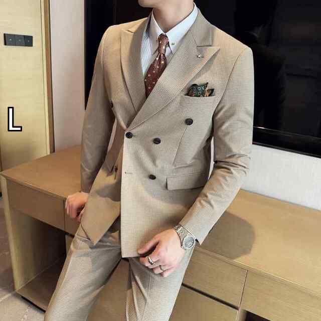 L 春 コーデ メンズ 服 シンプル ファッション オシャレ 大人 かっこいい 大きいサイズ ストリート 紳士服 ダブルブレスト スーツ ハイエンド ビジネス フォーマルスーツ カジュアル スリム