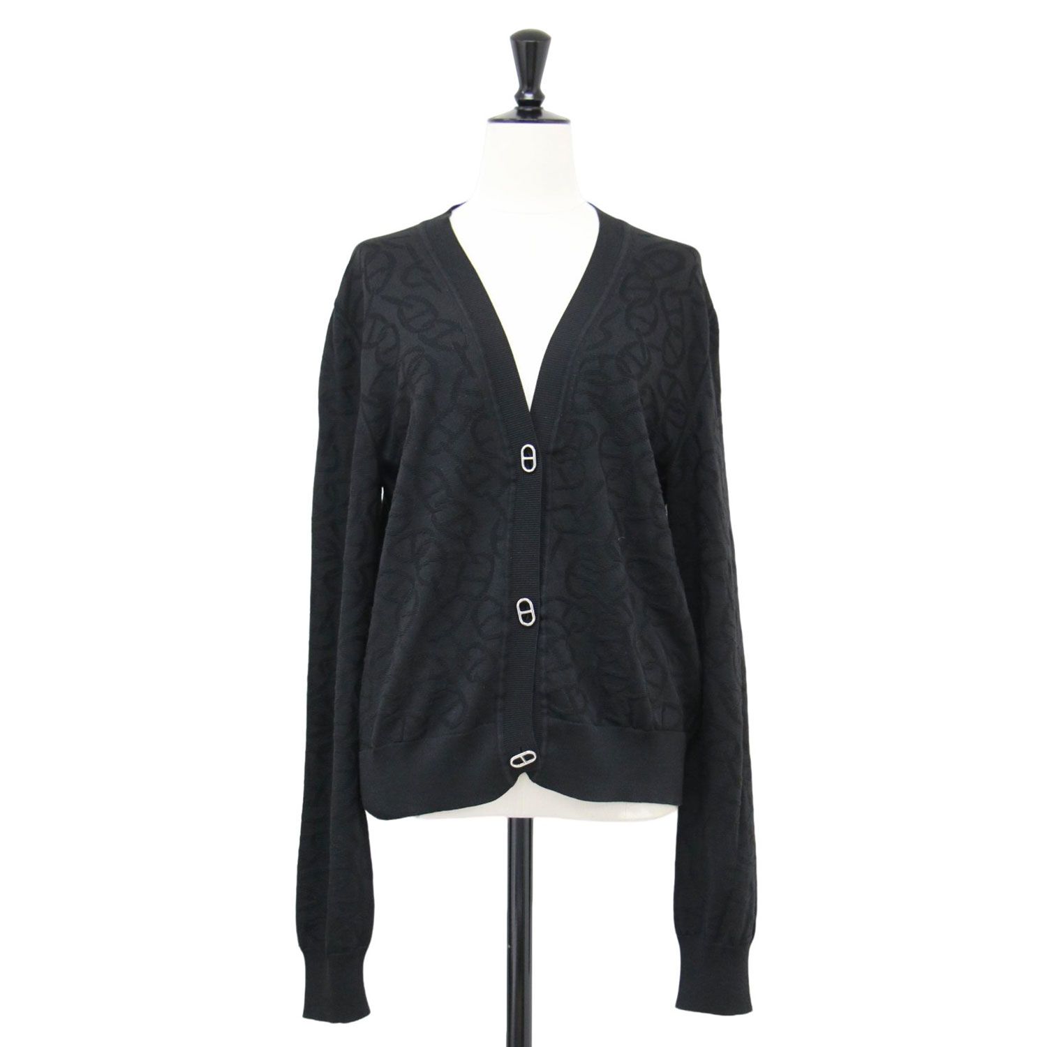 美品】HERMES エルメス カーディガン ブラック 黒 サイズ:42(XL
