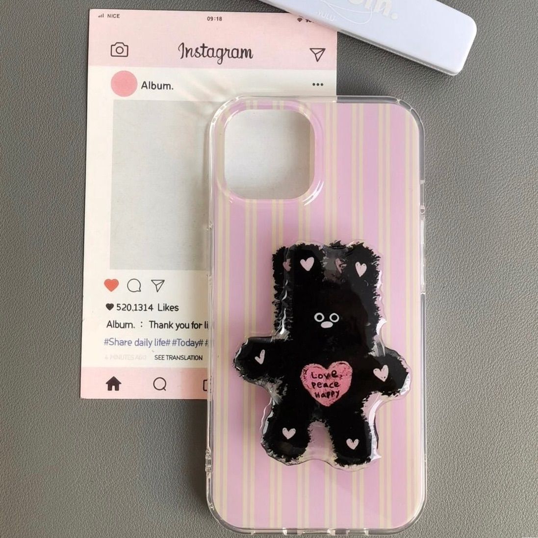 全機種対応】黒うさぎ グリップトック ❤︎ 韓国 スマホグリップ