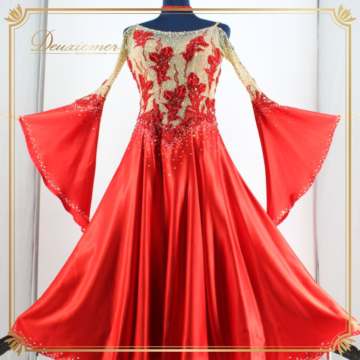 SALE！チャコット　ダンス衣装　ロングドレス レッド レース キャミソール SALE！チャコット ダンス衣装 ロングドレス レッド レース