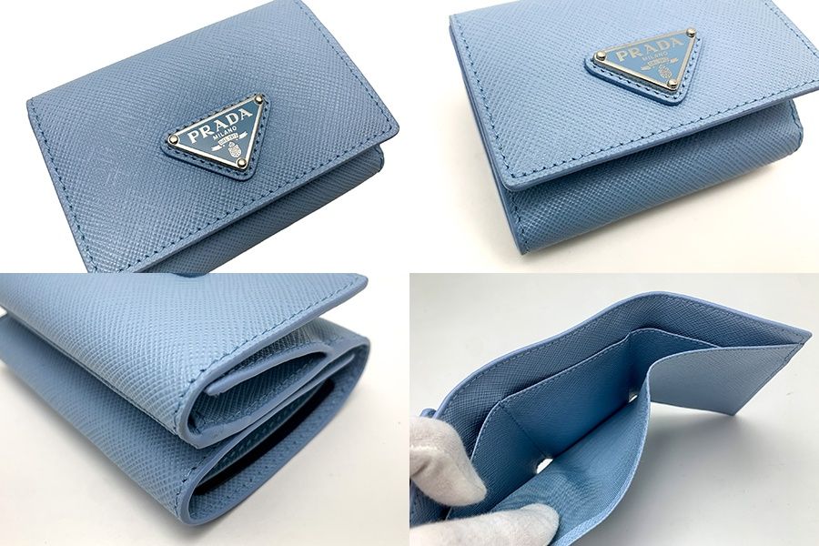 PRADA プラダ ライトブルー 水色 サフィアーノ トライアングル
