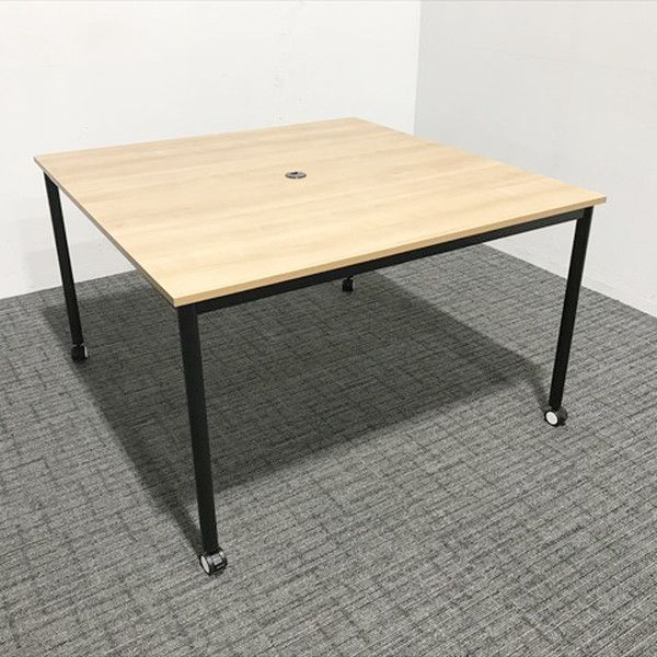 ミーティングテーブル 完成品 角テーブル レシル キャスター付 ナチュラル