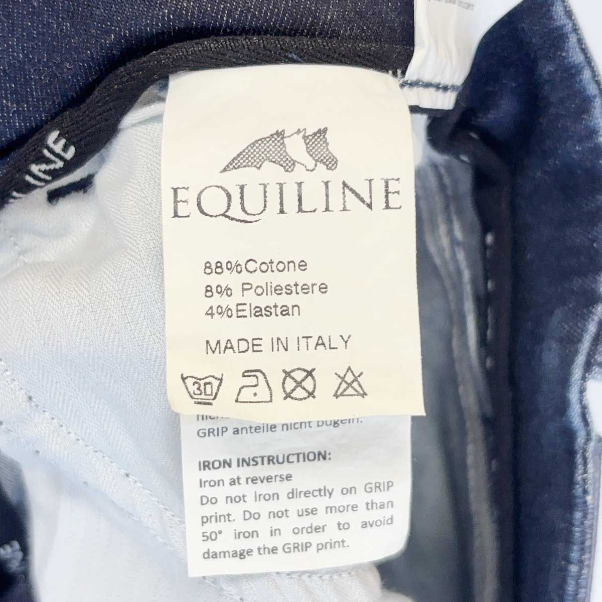 【未使用】EQUILINE エクイライン デニム ハーフグリップ キュロット 44 インディゴ N08648 レディース 乗馬 馬術 未使用】EQUILINE エクイライン デニム ハーフグリップ キュロット 44