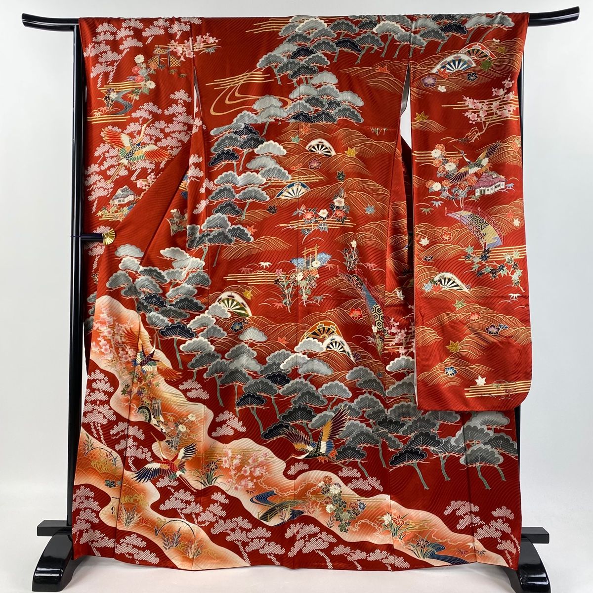 m665＊美品 正絹 梅 袖無双 手縫い仕立て 長襦袢 美品 正絹 単衣 梅 袖無双 半衿付 長襦袢 着物 A1902
