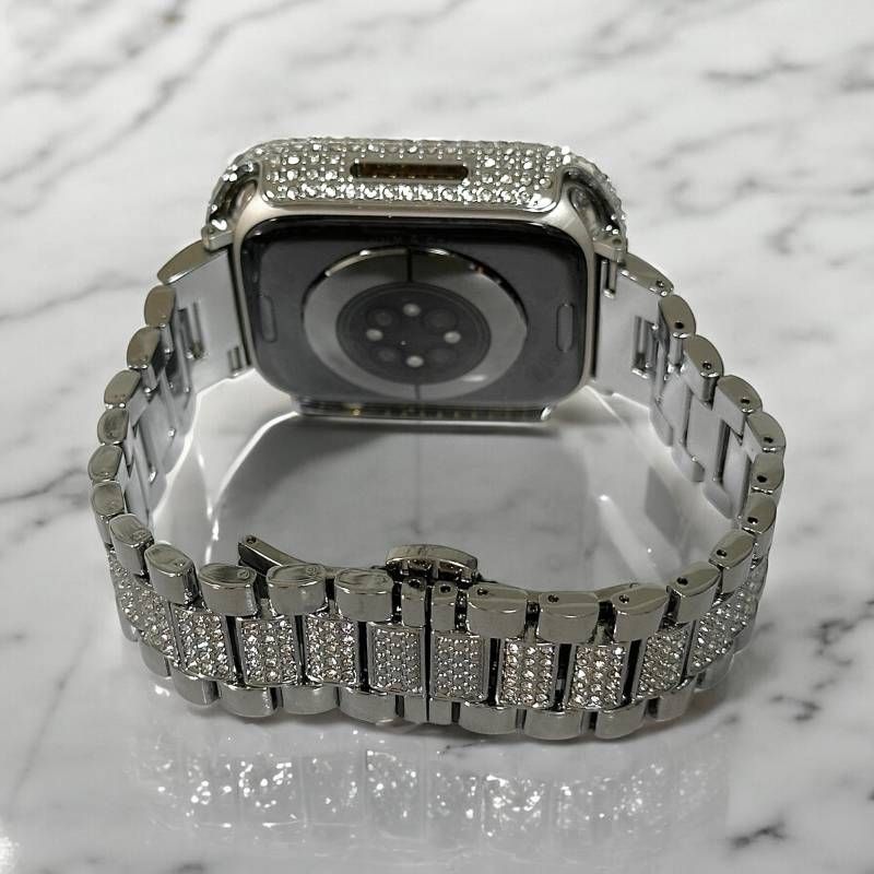 Apple Watch ステンレスバンド 保護カバーシルバーS3 キラキラ Apple Watch ステンレスバンド 保護カバーシルバーS3 キラキラ