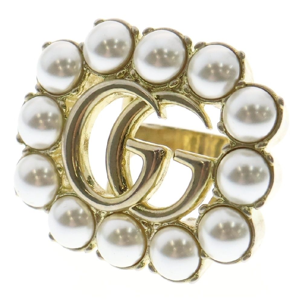 GUCCI グッチ ダブルG フェイクパールリング ゴールド GP 5C272