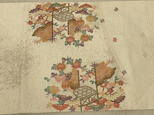 平和屋着物◎太鼓柄袋帯 唐織 紫香宮御幸模様 金銀糸 正絹 逸品