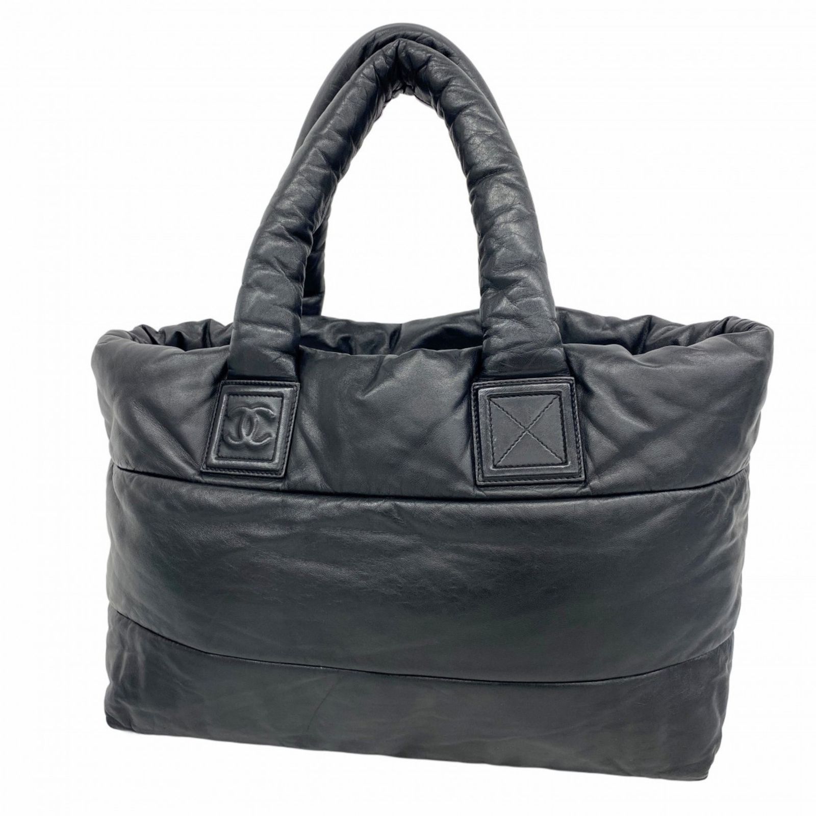 CHANELココマークコココクーンbag PMサイズ　ラムスキン革 CHANEL コココクーントートバック ラムスキンブラック