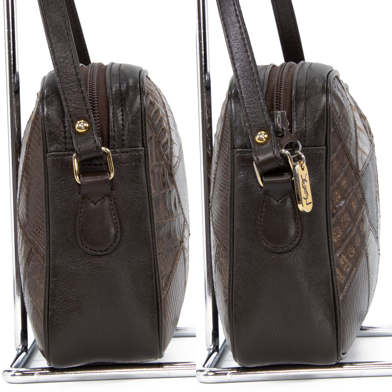 イブサンローラン エキゾチックレザー トカゲ ショルダーバッグ 黒