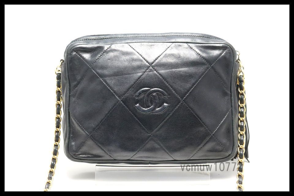 美 CHANEL 0番台 マトラッセ ココマーク フリンジ GD金具 レザー チェーンショルダーバッグ シャネル 0515to40-1D