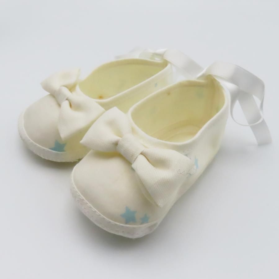 S11 babyDior ベビーディオール スター|天使柄 リボン付きキャンバス ファーストシューズ|靴下2点セット サイズ11 サイズ9 ホワイト|ピンク