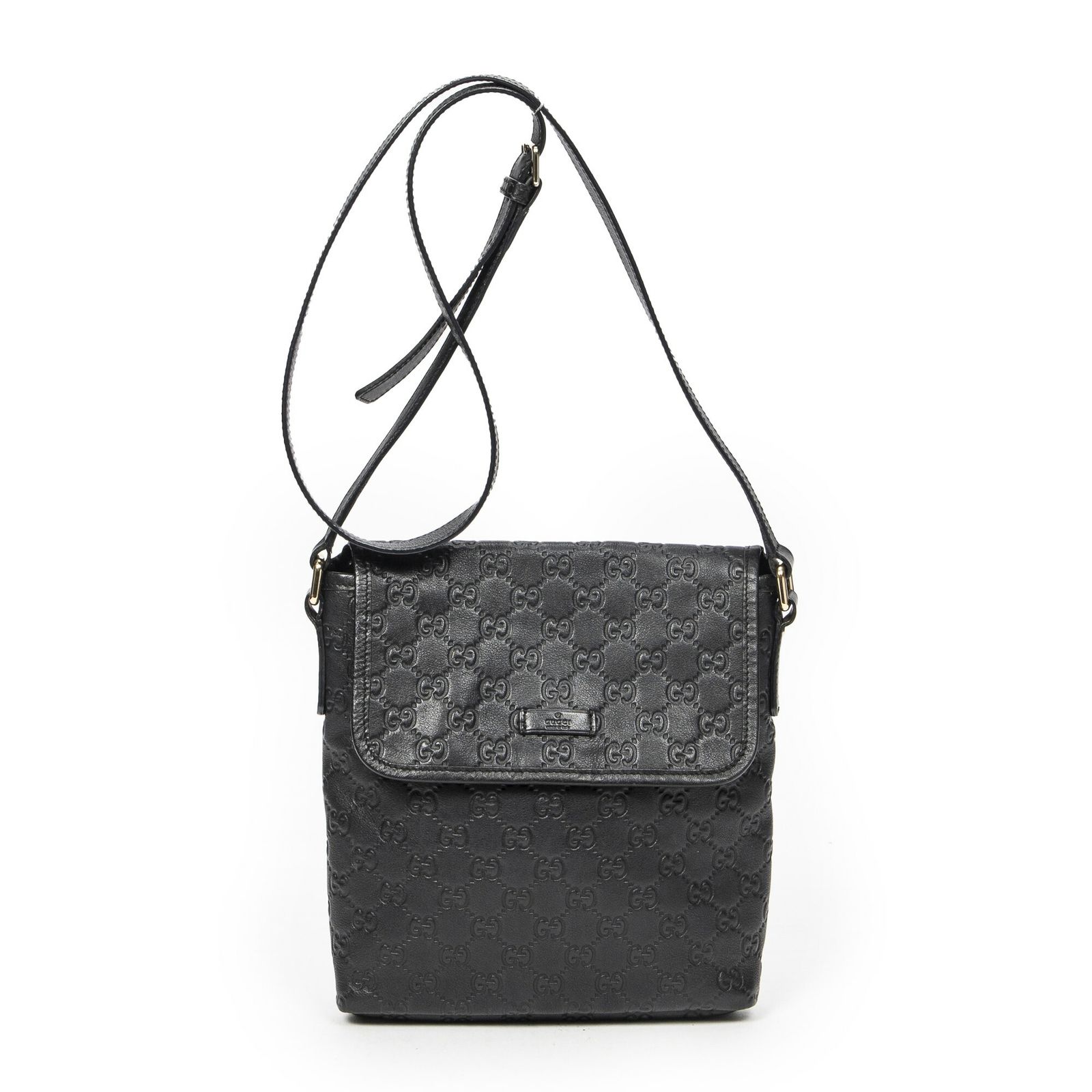 GUCCI グッチフラップ クロスボディバッグ黒グッチッシマA