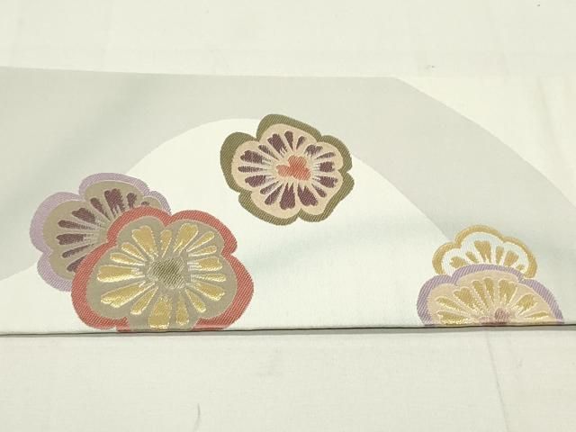 平和屋着物○九寸開き名古屋帯 流水草花丸文 金糸 正絹 逸品 CAAX1466hy