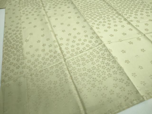 平和屋本店□上質な長襦袢 袷 舞桜地紋 薄い柳茶色地 逸品 未使用  