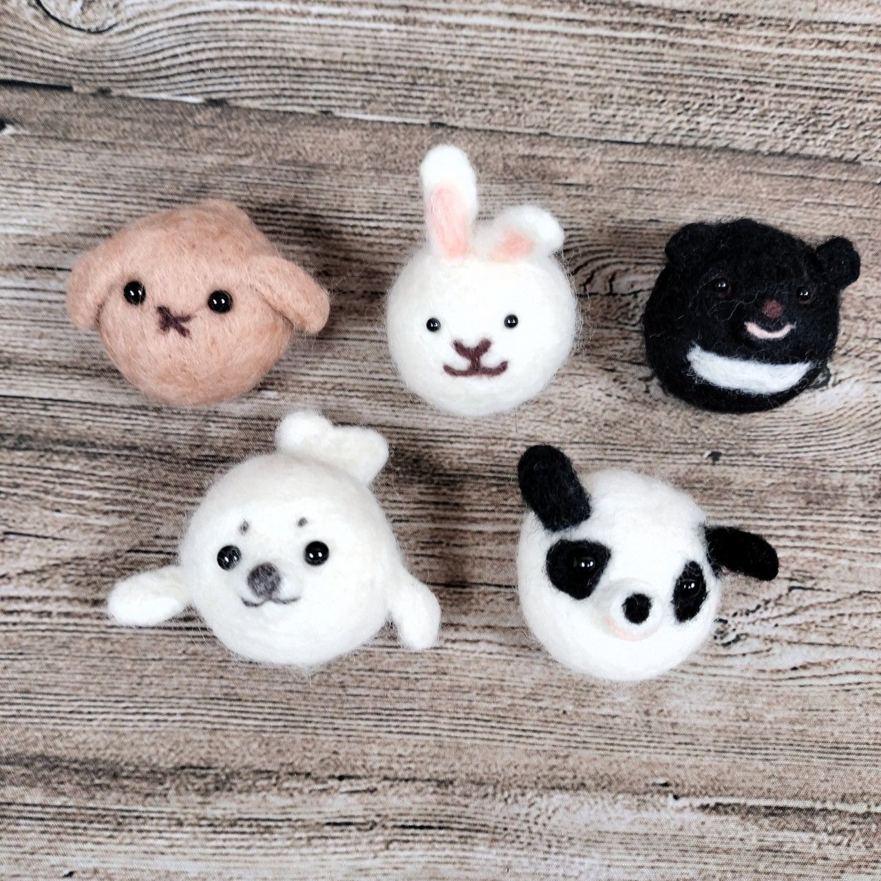 障がい者さん作品】羊毛フェルト(アニマル5種類) 手作り ハンドメイド