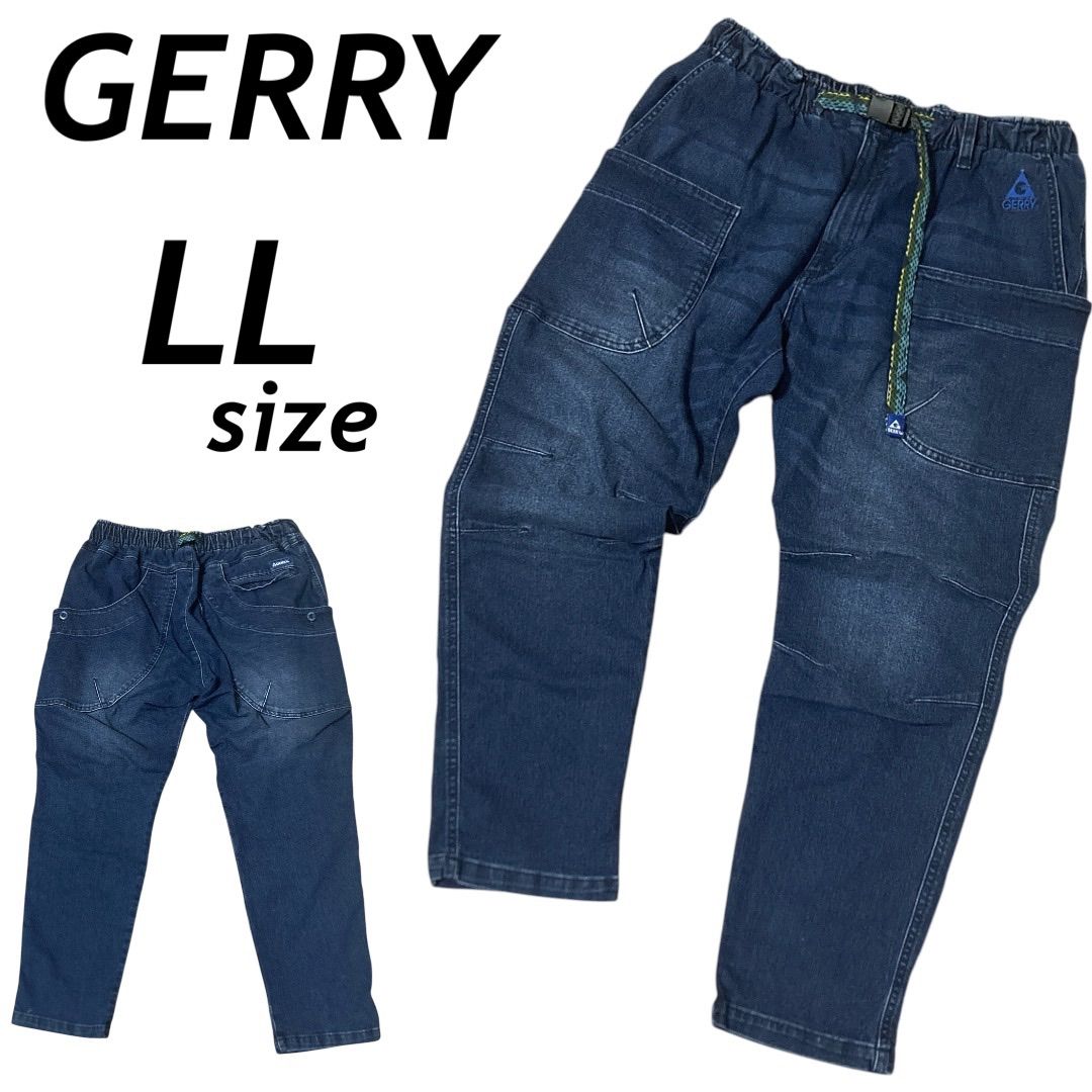 GERRY ジェリー メンズ デニムパンツ LL ギアパンツ ストレッチ クライミングパンツ テーパード キャンプ アウトドア ブルー系 (J38)