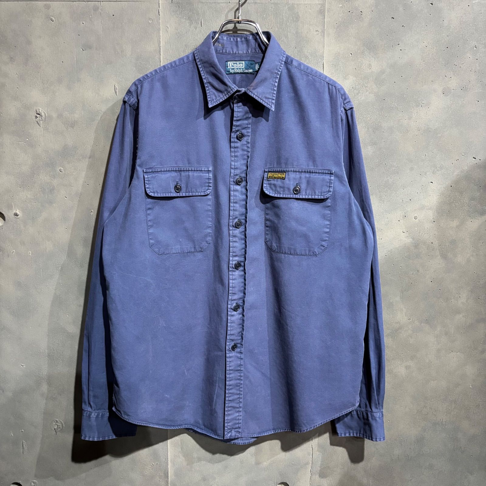 90〜00s Polo by Ralph Lauren チノシャツ フラップポケット ネイビー