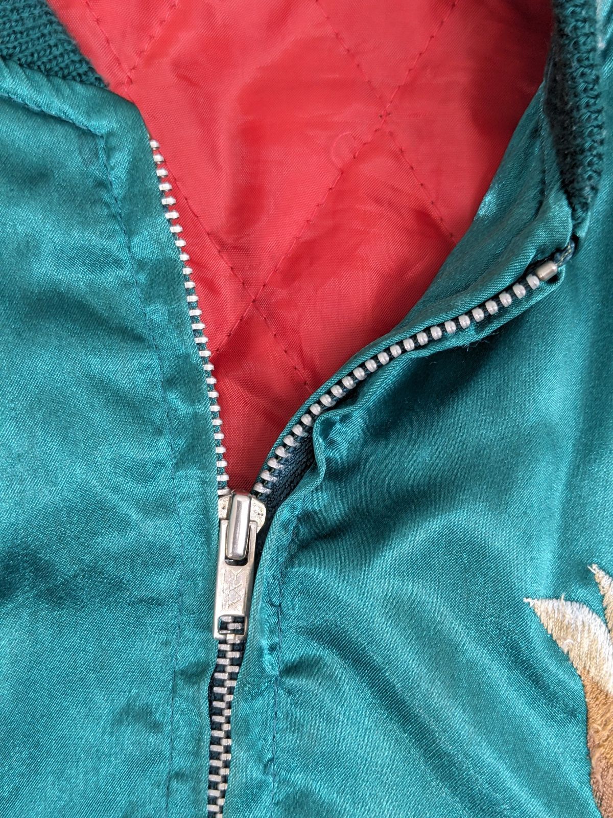 90's スカジャン 緑 フリーサイズ(メンズMサイズ相当) 横須賀