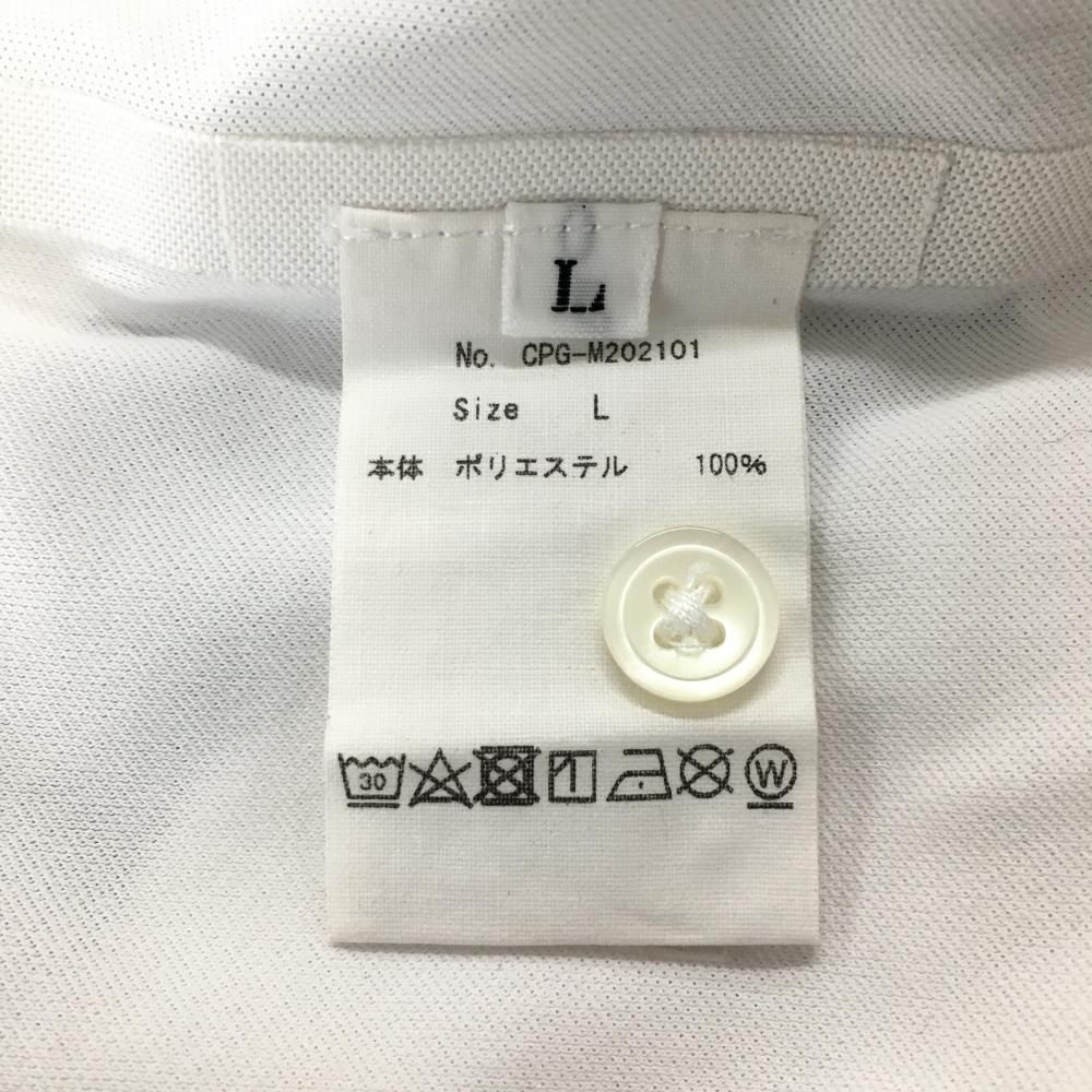 CPG 半袖ポロシャツ 白×黒 ビッグロゴ メンズ L ゴルフウェア