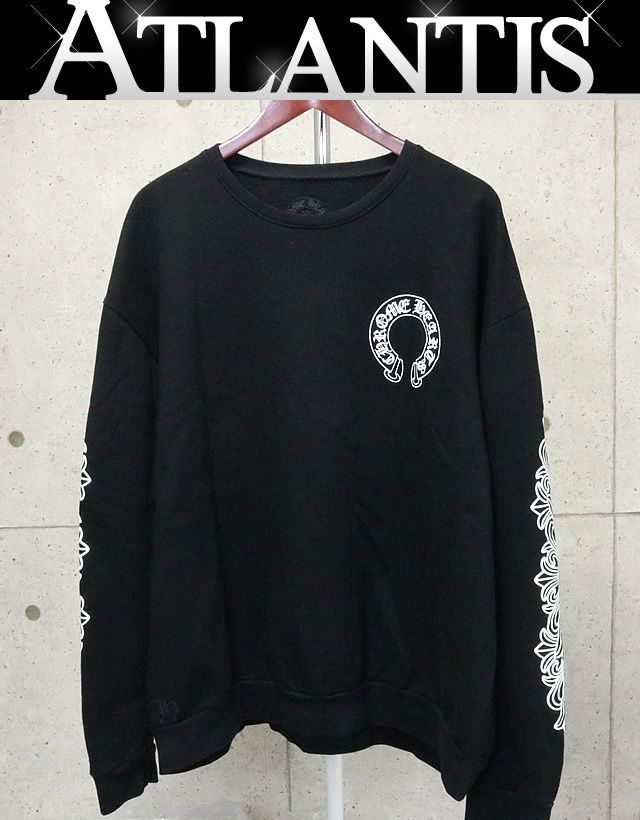 CHROME HEARTS 銀座店 フローラルクロス プリント クルーネック 裏起毛 スウェット 長袖 size:XXL 黒 94800