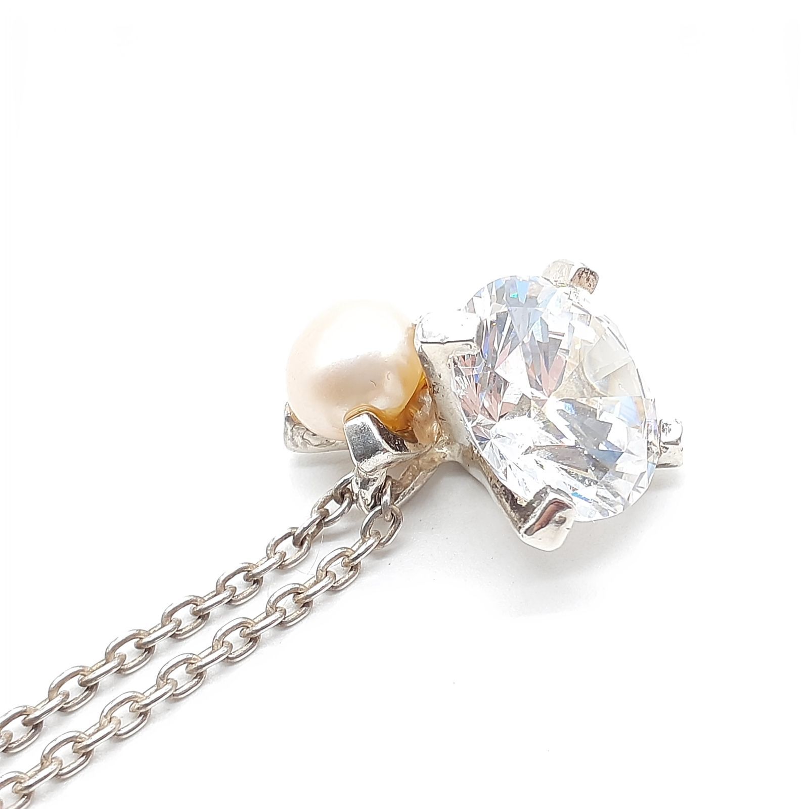 e.m. イーエム ネックレス SILVER 925 シルバー ジルコニア 淡水パール 