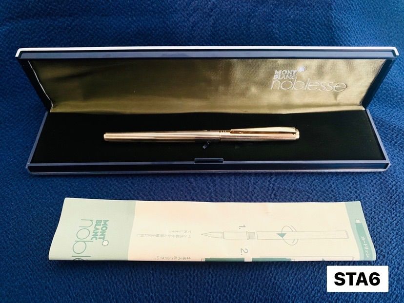 万年筆 MONT BLANC モンブラン Noblesse ノブレス 14金 14K 585刻印 金張モデル 字幅EF細字 ケース付き 説明書付き 文房具 STA6