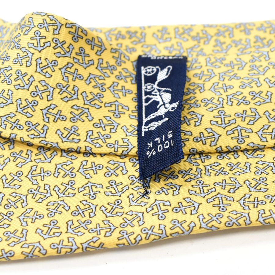 美品 エルメス HERMES ネクタイ シルク100% イカリ柄 アンカー柄 碇 美品 エルメス HERMES ネクタイ シルク100% イカリ柄 アンカー柄 碇