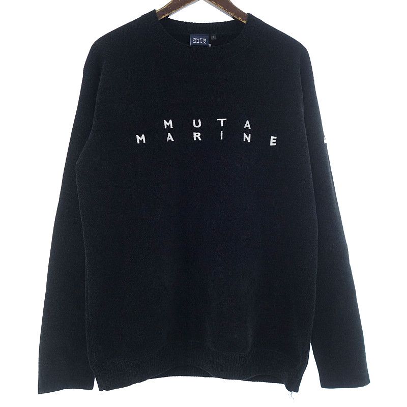 MUTA ムータ ゴルフウェア　ロゴ クルーネック セーターニット ブラック MUTA ムータ ゴルフウェア ロゴ クルーネック セーターニット